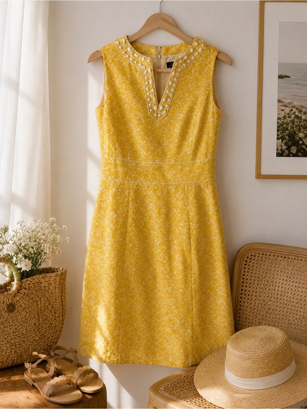 Tahari  Arthur S Levine sleeveless yellow  dress Size 6